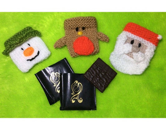 KNITTING PATTERN - Christmas Mint Covers fits After Eight- Santa, Snowman, Robin