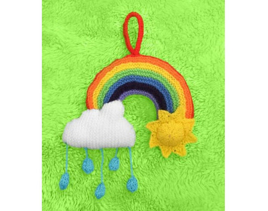 KNITTING PATTERN - Rainbow with Sun Hanging Decoration - 32cms long x 23cms tall