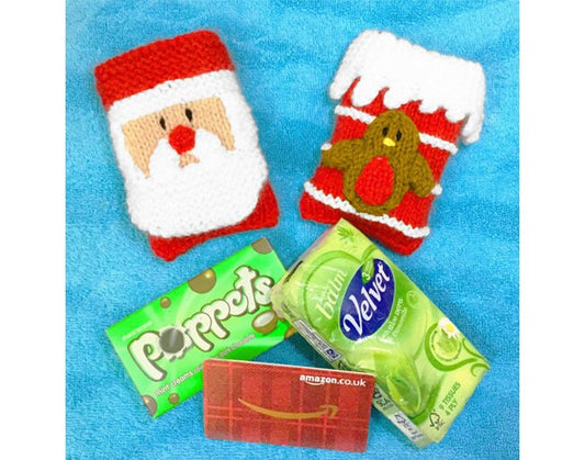 KNITTING PATTERN - Christmas Santa and Chimney Chocolate / Tissue / Card Cover