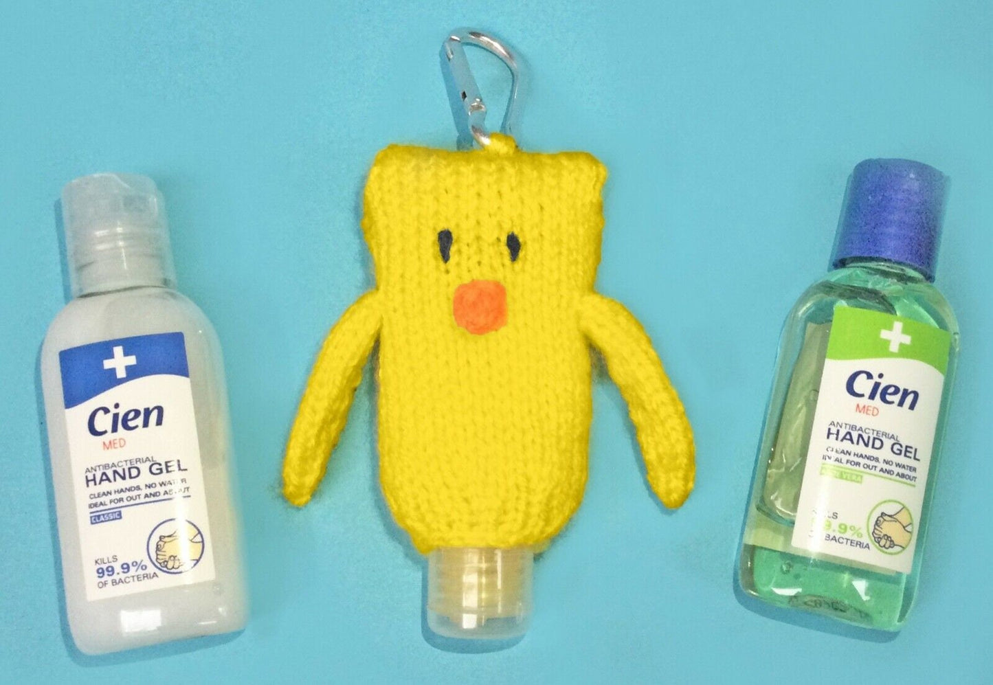 KNITTING PATTERN - Easter Chick Sanitizer Bottle 50ml Flower Holder 9cms tall