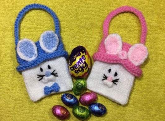 KNITTING PATTERN - Easter Bunny Girl and Boy gift bags / tree decorations