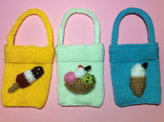 KNITTING PATTERN - Ice Cream gift bags 9cm x 7cm - Great for charity