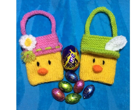 KNITTING PATTERN - Easter Chick Boy and Girl charity gift bags 9cm x 7cm