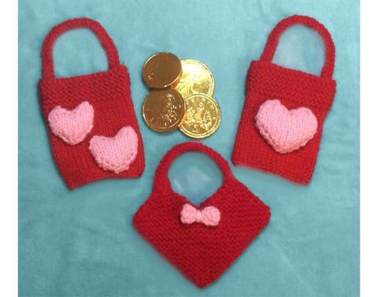 KNITTING PATTERN - Valentine’s Day Love Heart gift bags / tree decorations