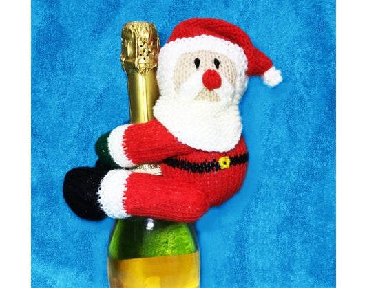 KNITTING PATTERN - Father Christmas / Santa Wine Bottle Hugger Cover toy