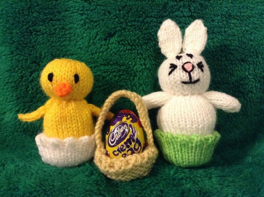 KNITTING PATTERN - Chocolate Cream egg - bunny, chick and Easter basket