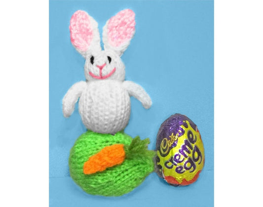 KNITTING PATTERN - Easter Bunny Rabbit on Burrow chocolate cover fits Creme Egg