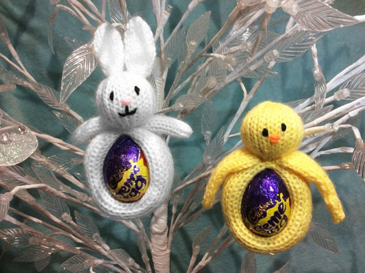 KNITTING PATTERN - Hanging Easter Chick and Bunny choc cover fits Creme Egg