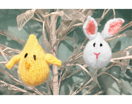 KNITTING PATTERN - Hanging Easter Chick and Bunny Decoration cover / Creme Egg