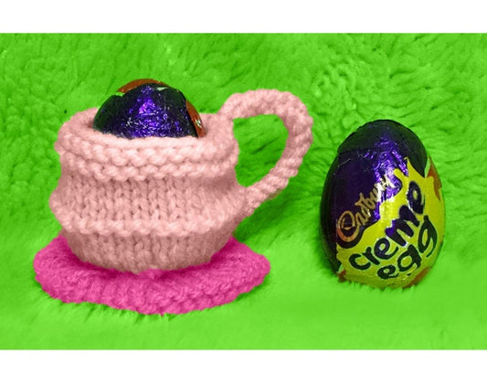 KNITTING PATTERN - Teacup and Saucer chocolate cover fits Easter Creme Egg