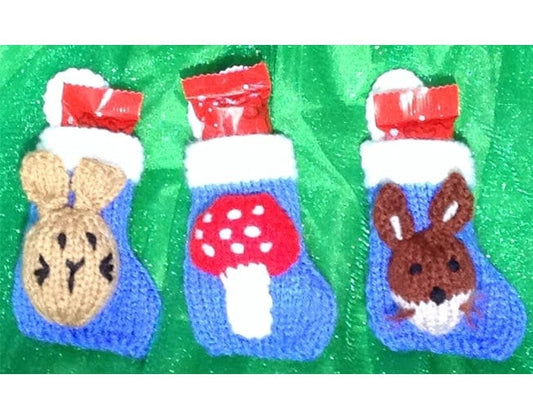 KNITTING PATTERN - Woodland Animal Friends 8cms Christmas stocking decoration