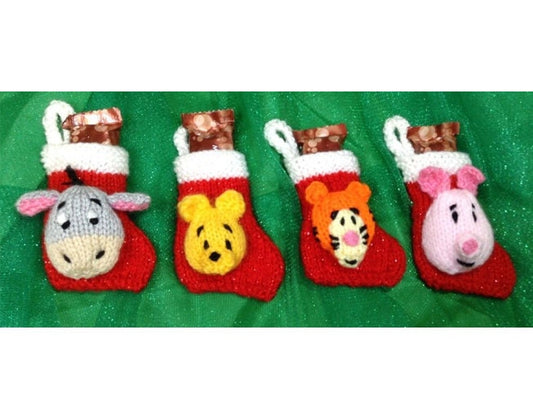 KNITTING PATTERN - Winnie the Pooh and Friends Christmas stocking tree decoration