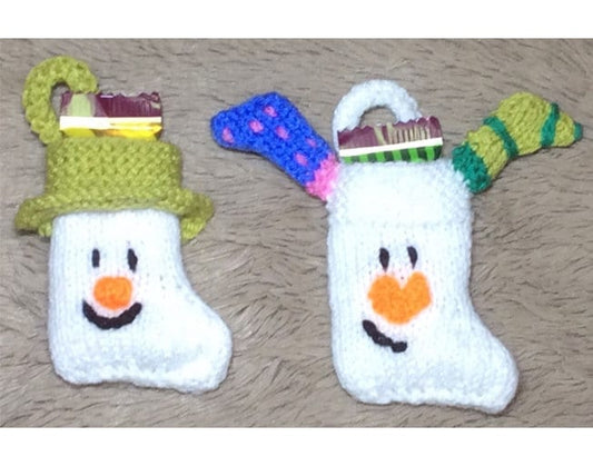 KNITTING PATTERN - Snowman and Snowdog 8 cms Christmas stocking decoration