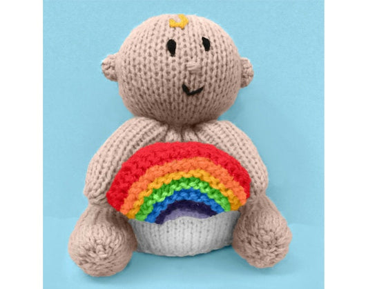 KNITTING PATTERN - Rainbow Baby chocolate orange cover / 13 cms Baby Shower Toy