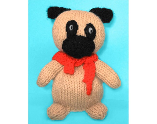 KNITTING PATTERN - Pugsley the Pug Dog chocolate orange cover / 15 cms Toy