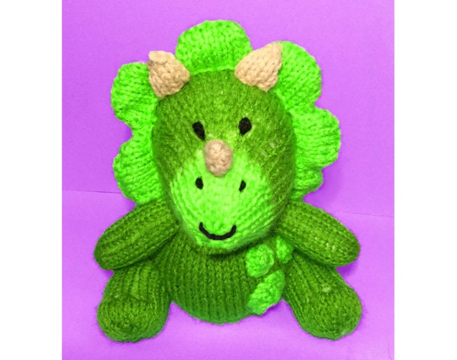 KNITTING PATTERN - Terence the Triceratops choc orange cover /15cm Dinosaur toy