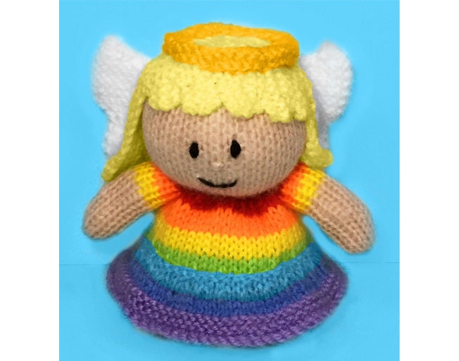 KNITTING PATTERN - Rainbow Angel Chocolate orange cover / 15 cms Fairy toy