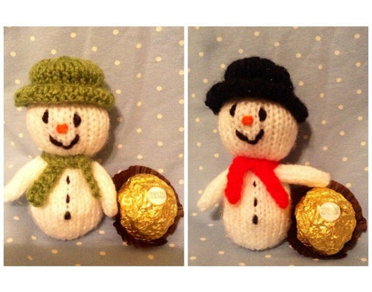 KNITTING PATTERN - Christmas Snowman chocolate cover fits Ferrero Rocher