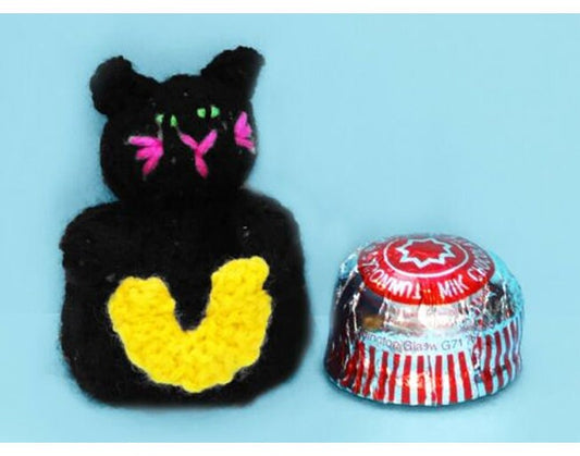 KNITTING PATTERN - Lucky Black Cat chocolate cover fits Tea Cake Marshmallow