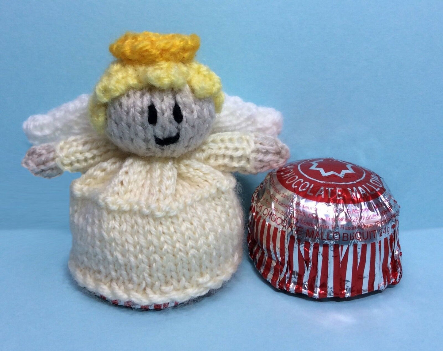 KNITTING PATTERN - Christmas Guardian Angel choc cover fit Tea Cake Marshmallow