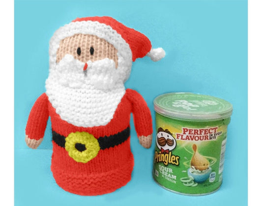 KNITTING PATTERN - Father Christmas Santa Pringles Crisps Holder Pop & Go 9cms