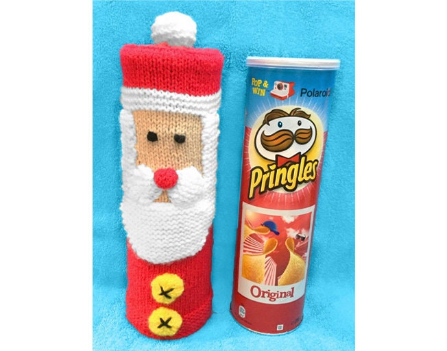 KNITTING PATTERN - Christmas Santa Pringles Crisps Holder 26 cms