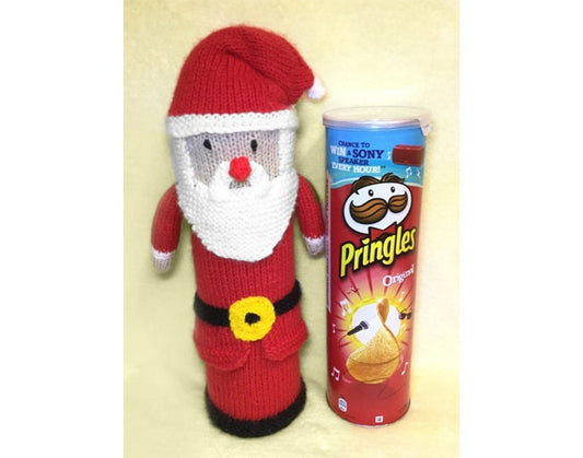 KNITTING PATTERN - Father Christmas Santa Pringles Crisps Holder 26 cms