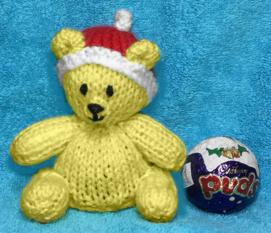 KNITTING PATTERN - Christmas Teddy Bear chocolate cover for Cadbury's Puds sweets