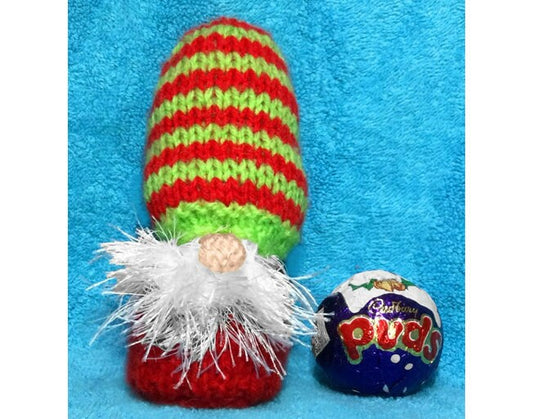 KNITTING PATTERN - Christmas Gonk Gnome chocolate cover for Cadbury's Puds sweets