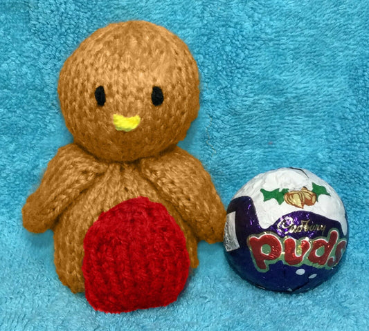 KNITTING PATTERN - Christmas Robin chocolate cover for Cadbury's Puds sweets