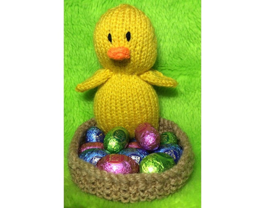 KNITTING PATTERN - Easter Chick Sweet Pot Egg Nest - Great for egg hunts / charity