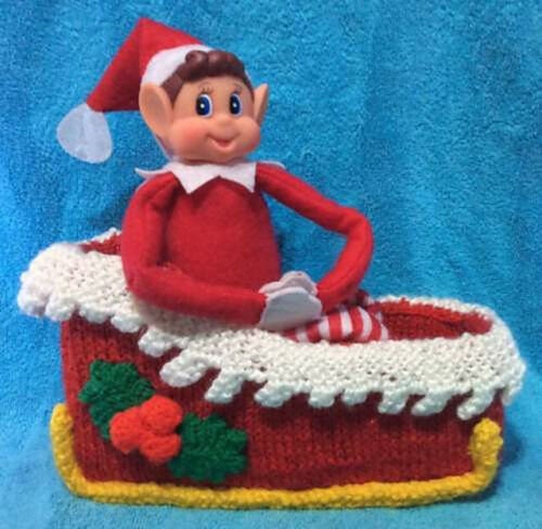 KNITTING PATTERN - Christmas Santa Sleigh - Sweet Pot / Doll / Elf Toy