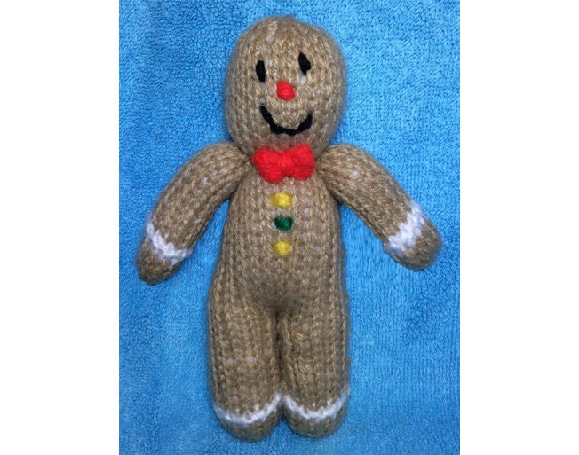 KNITTING PATTERN - Christmas Gingerbread Man Finger Puppet 14 cms toy