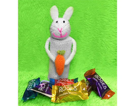 KNITTING PATTERN - Easter Bunny Rabbit Sweet Holder 20 cms long - Novelty Gift