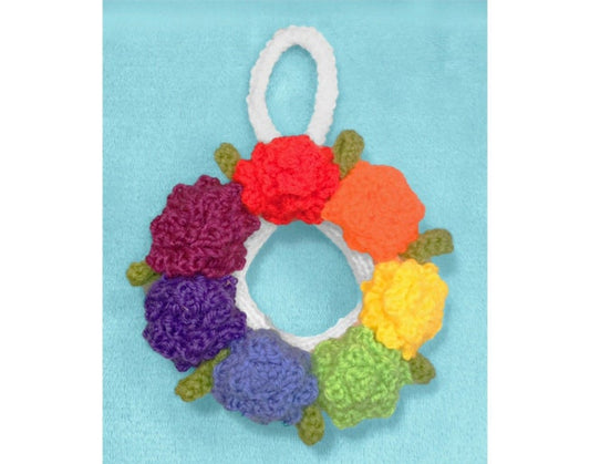 KNITTING PATTERN - Rainbow Flowers of Hope Hanging Decoration / Candle Holder