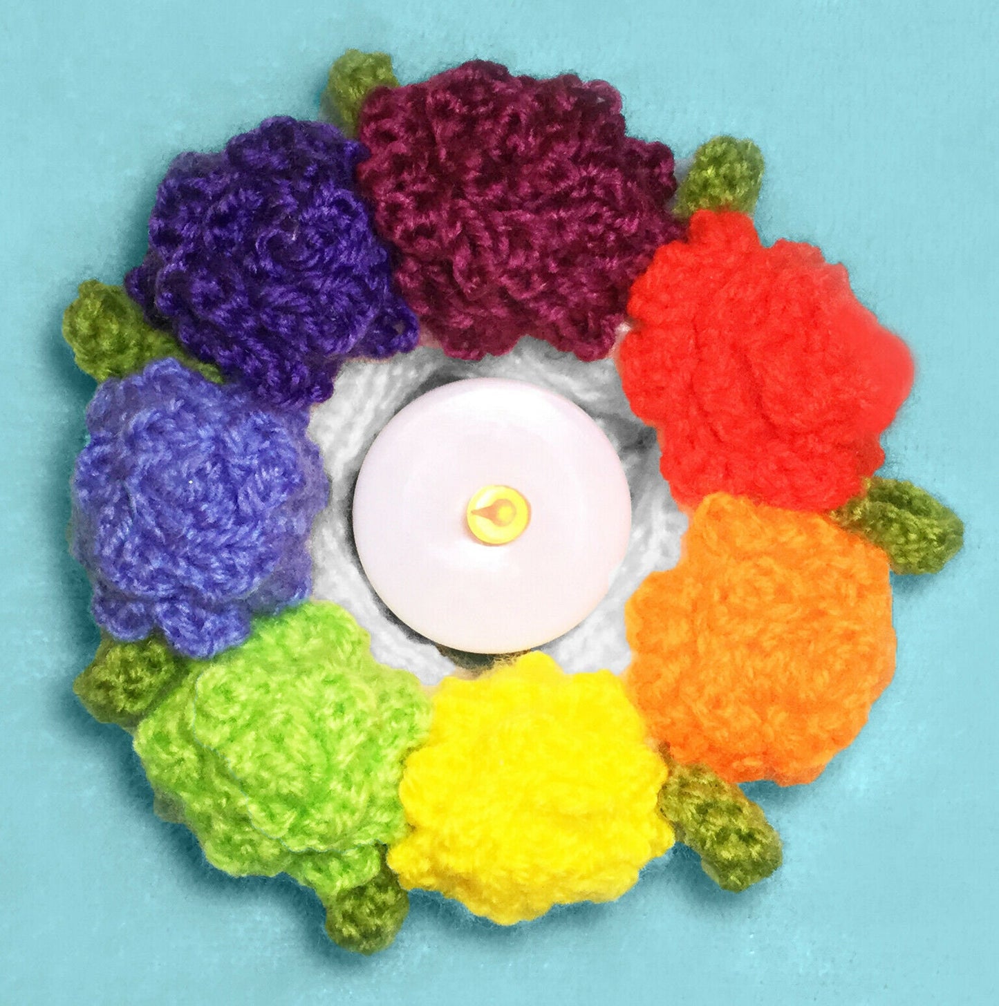 KNITTING PATTERN - Rainbow Flowers of Hope Hanging Decoration / Candle Holder