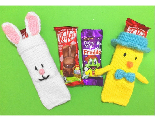 KNITTING PATTERN - Easter Bunny and Chick Kit Kat / Freddo chocolate Holder