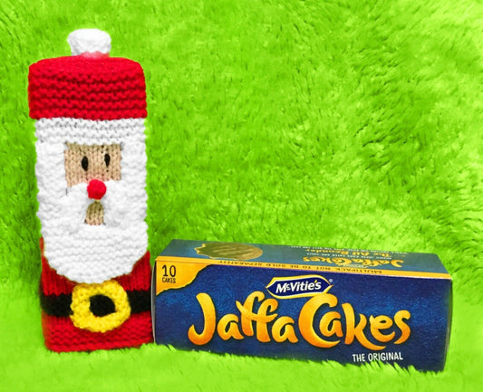 KNITTING PATTERN - Father Christmas Santa Jaffa Cakes Cover Holder 18cms