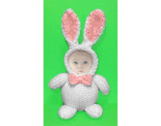 KNITTING PATTERN - Easter Bunny Rabbit Plush Photo Frame Holder Decoration 15cms