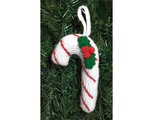 KNITTING PATTERN - Christmas Candy Cane 18 cms tree hanging decoration / toy