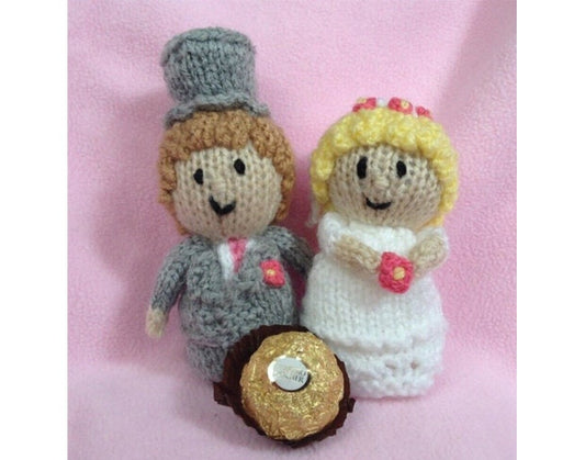 KNITTING PATTERN - Wedding Bride and Groom chocolate cover fits Ferrero Rocher