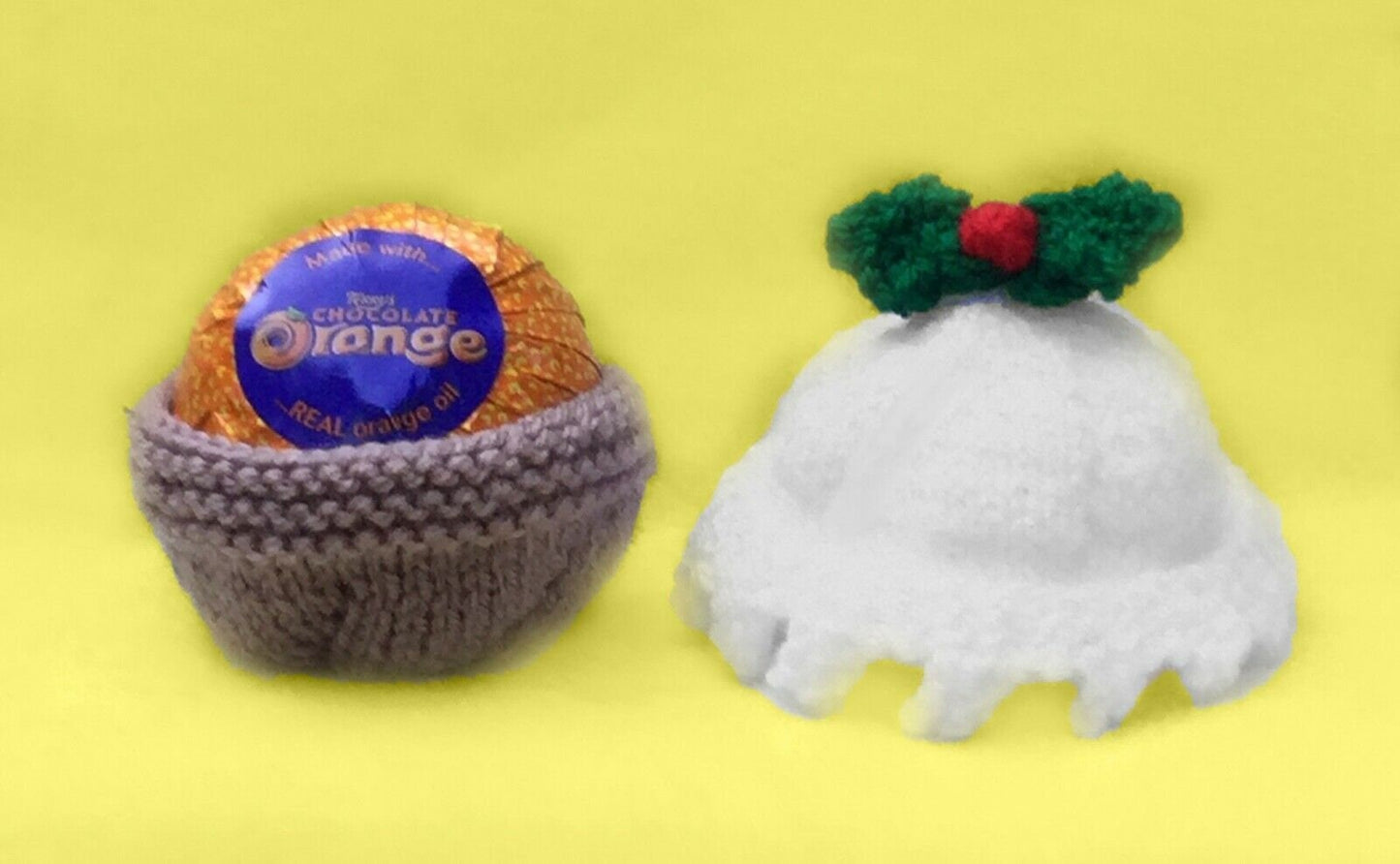 KNITTING PATTERN - Christmas Pudding chocolate orange cover/ 9 cms toy / trinket