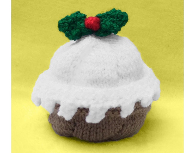 KNITTING PATTERN - Christmas Pudding chocolate orange cover/ 9 cms toy / trinket