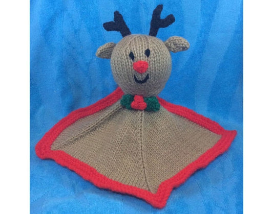KNITTING PATTERN - Rudolph the Red Nosed Reindeer Baby Christmas Toy Comforter