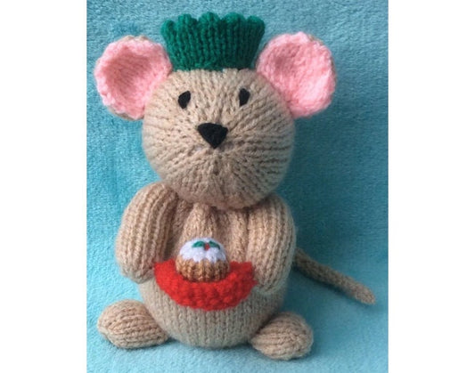 KNITTING PATTERN - Currant the Christmas Mouse chocolate cover / 16 cms toy