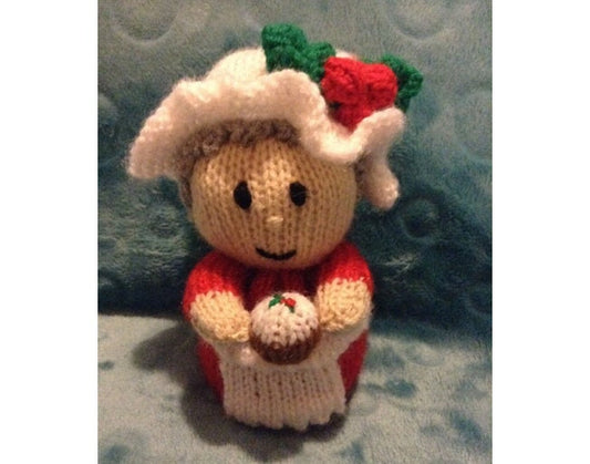 KNITTING PATTERN - Mother Christmas Mrs Claus orange cover or 15 cms toy