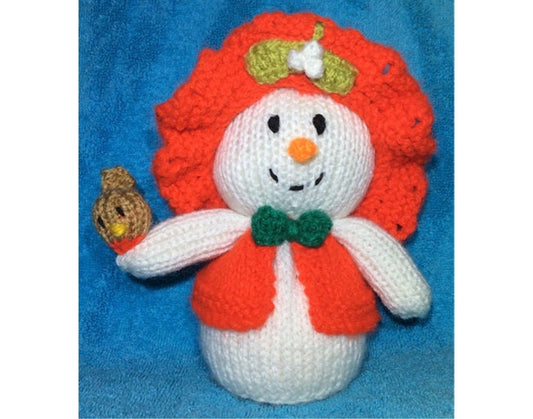 KNITTING PATTERN - Snowflake the Snowman Lady orange cover / 15cms Christmas toy