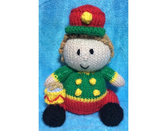 KNITTING PATTERN - Little Drummer Boy orange cover / 16cms Christmas soldier toy