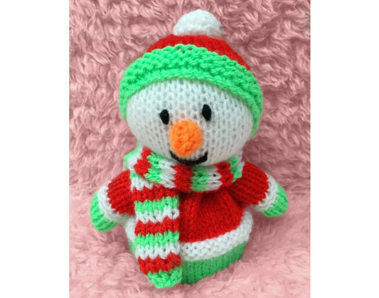 KNITTING PATTERN - Mr McSlushy Snowman Choc orange cover /14cms Christmas toy