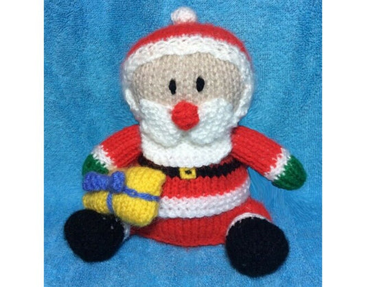 KNITTING PATTERN - Santa with Present Choc orange cover / 15 cms Christmas toy